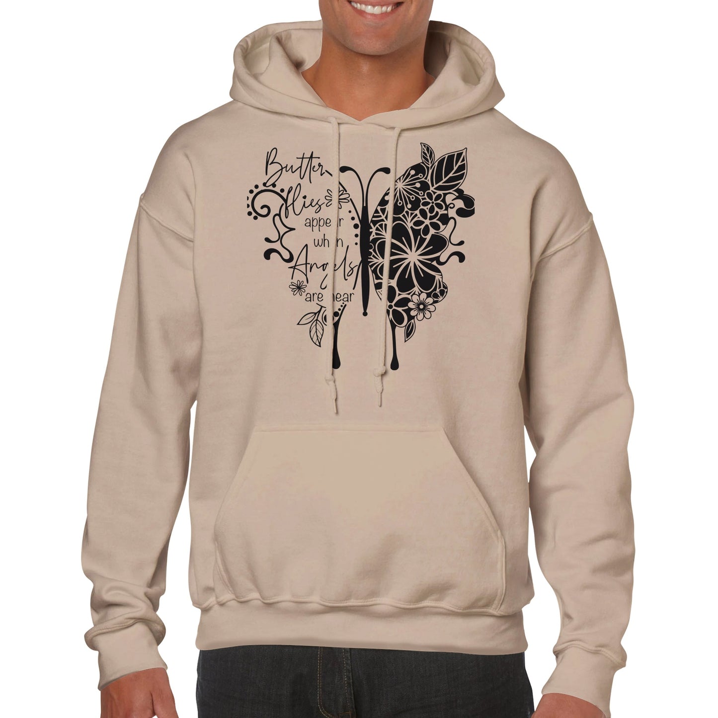 Butterflies Appear When Angels Are Near Classic Unisex Pullover Hoodie