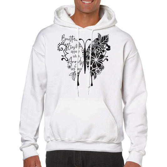 Butterflies Appear When Angels Are Near Classic Unisex Pullover Hoodie