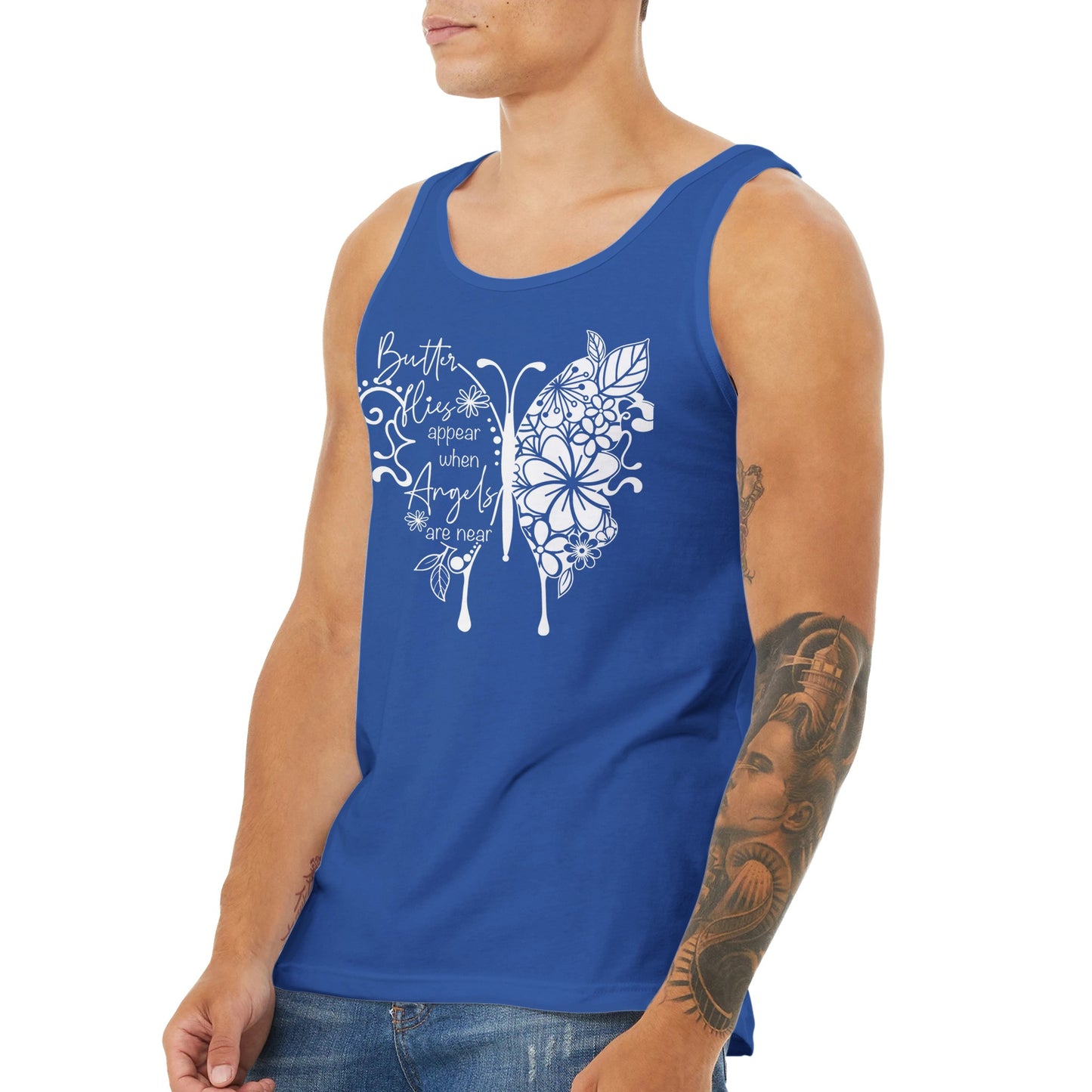 Butterflies Appear When Angels Are Near Premium Unisex Tank Top