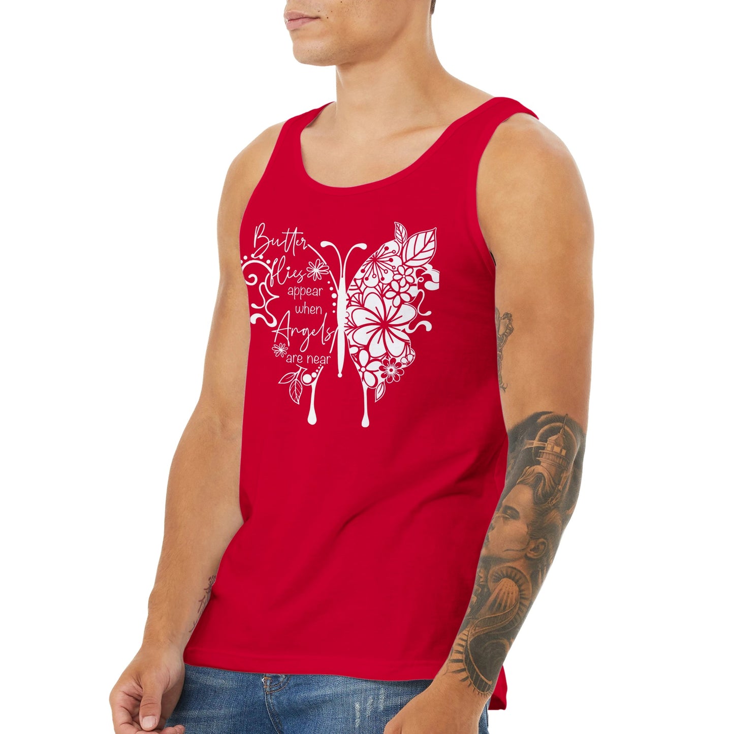 Butterflies Appear When Angels Are Near Premium Unisex Tank Top